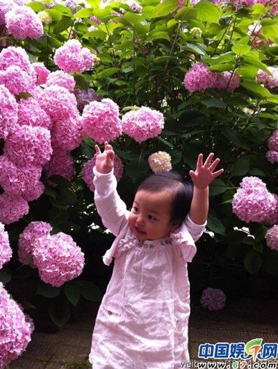 組圖:趙薇女兒看報萌照曝光 網友驚呼太可愛了