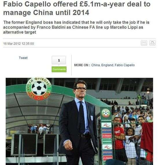 曝卡佩羅或610萬歐年薪執(zhí)教國足 里皮首要替補