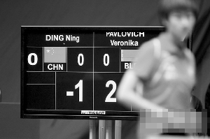 世乒賽電子記分出故障 丁寧被顯示-1分(圖)